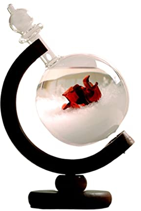 FIYSON Barómetro de Cristal Indicador Meteorológico Creativo - Tormenta Storm Glass Globe Con Base Transparente - Estación Meteorológica Para Decoración de Escritorio