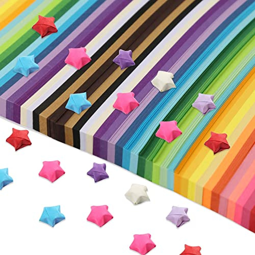 thinly 2060 Sheets Star Origami Paper 27 Assortment Color Paper Strip Double Sided Origami Solid Color Decoration Paper Strips