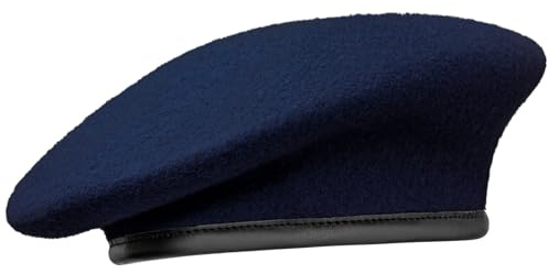 Gajaous brittiska militärbaskrar mössa med lädersvettband, justerbar armé svart ullbasker, marinblå, one size
