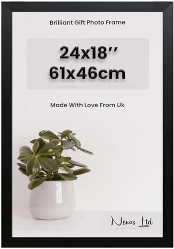 Nenos LTD Black Poster Frame 24x18in (60.96x45.72cm) for Photos, Jigsaw Puzzles, Certificates & Art Prints - Ideal for Horizontal & Vertical Display in Homes & Offices