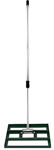 Gräsmattsnivellerare 50 cm x 32 cm utjämning kratta luta slitstark lätt galvaniserat stål aluminium grön 1,2 – 1,9 m utdragbart handtag enkelt grepp landskapsarkitektur trädgårdsverktyg gräsjord