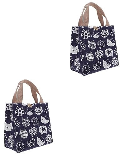 MAGICLULU 2pezzi Borsa Pranzo Isolata Con Design Giapponese Di Gatti Riutilizzabile e Compatta Per Ufficio Scuola e Picnic Capacità Ottimale Per Contenitori e Snack