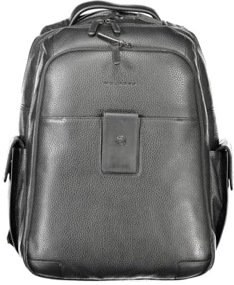 PIQUADRO Ili Rucksack aus Leder mit Außentaschen, Schwarz, M, Business