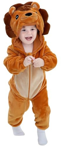 ACWOO Djur Baby Onesie för pojkar och flickor, lejondräkt för barn, lejondräkt, halloween jumpsuit jumpsuit sparkdräkt, pyjamas, babykläder, nyfödda, flanell djurdräkt lejon kläder