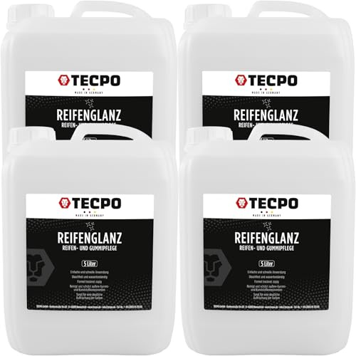 TECPO Lot de 4 produits d'entretien pour pneus et caoutchouc, 5 l, brillance profonde des pneus