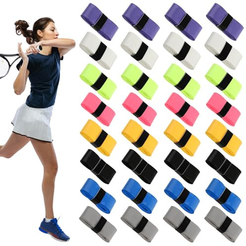Abeillo 24 Stück Griffbänder 8 Colors Griffband Tennisschläger, Anti-Rutsch Selbstklebend Griffband für Badminton, Squash Schläger, Golfschläger