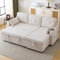 3 In 1 Convertible Sofa Bed Sleeper with Storage, 3 Seater L Shaped Sleeper Sofa Couches with Cup Holders & Pillows & Pockets, Pull Out Sectional Sofa Daybed for Living Room/Bedroom/Office, Beige
