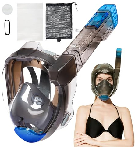 Maschera subacquea per adulti, maschera integrale impermeabile a 180°, vista panoramica, per adulti, unisex, comoda per nuoto e snorkeling