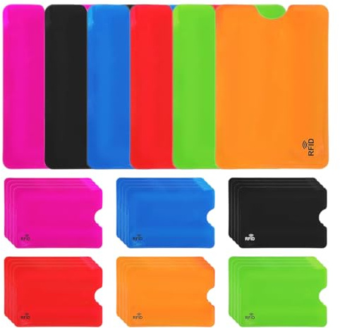30 Pièces Housse de Protection RFID Colorées pour Cartes de Crédit, Etui Carte Bancaire Anti Piratage, Bloqueur RFID et NFC