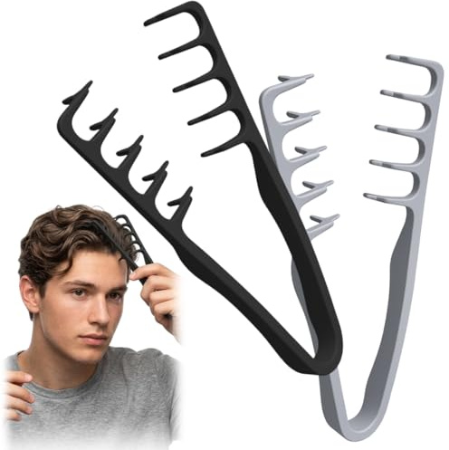 VRYNDH Pettine Denti Larghi per Texture -Pettine Capelli Volumizzante Ricci,per Radici,pettine volumizzante capelli, per la cura dei capelli per uso quotidiano e salone di bellezza(E) (2pcs)