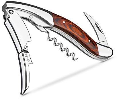 CORKAS Cavatappi Sommelier Professionale, Cavatappi da Cameriere, Apribottiglie Vino Manuale a Doppio Battente, Tagliacapsule e Apribottiglie (H-Sequoia (Imballaggio regalo))