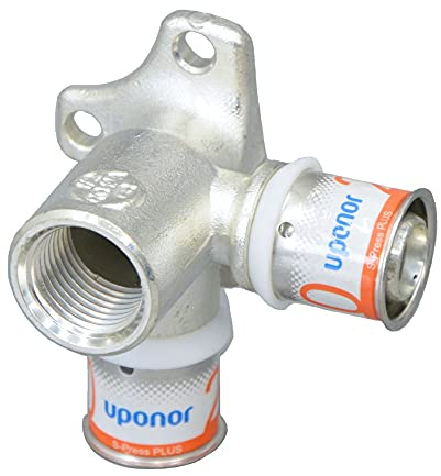 Uponor S-Press PLUS MLC Doppel-Wandscheibe 90 Grad lang 20mm x 1/2 IG x 20mm