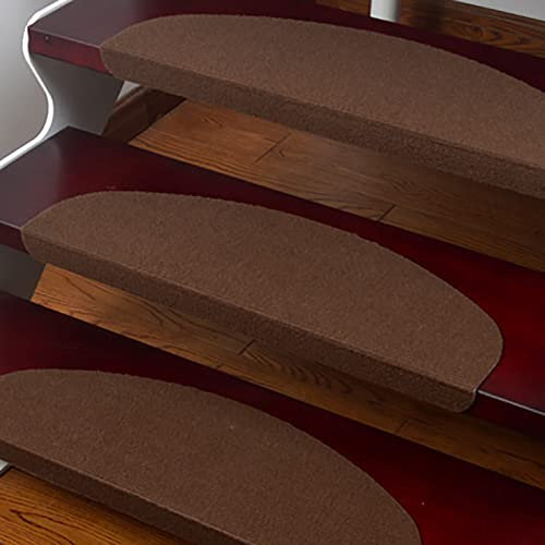 JSSEVN Trappmatta retrostil trappmatta trappklistermärken massivt trä marmorkakel halkfri matta självhäftande självflödande matta tvättbar trappmatta (kaffe, set med 15, 55 x 21 cm)