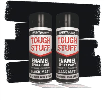 HitlineUK 2 x 400ml Matt Black Spray Paint – Multi-Surface Aerosol for Metal, Wood, Plastic – Quick Drying, Durable Matte Finish – Pack of 2