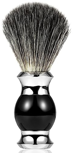 GRUTTI Rasierpinsel - Premium Rasierpinsel Dachshaar Imitat (weich) - Griff aus schwarzem Edelharz und Metallakzenten - für Nassrasur mit Rasierhobel, erzeugt ergiebigen Schaum,Tolle Herren Geschenk