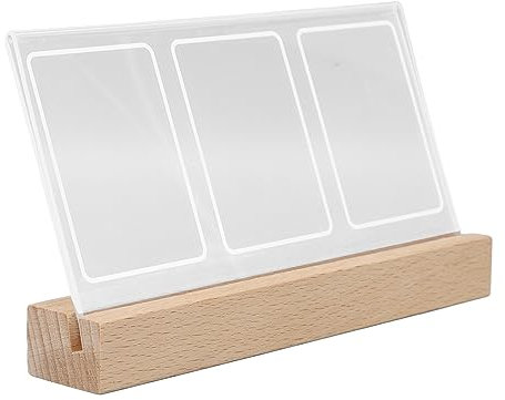 Cadre Photo, Cadre Photo en Acrylique Brillant avec Base en Bois Massif, Cadres Photo de Bureau pour Bureau, pour 3 Photos Instax Mini 3 Pouces