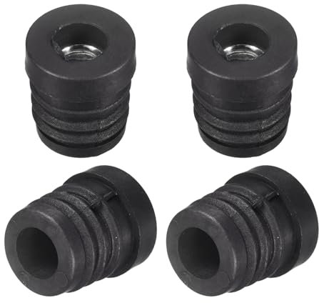 QUARKZMAN 4pcs Rond Noir Tube Inserts avec M8 Filetage, pour 19mm/0.75 OD Rond Tube, Plastique Réglable Prise Roulette Insert Chaise Fin Bouchons Meubles Pied Prise