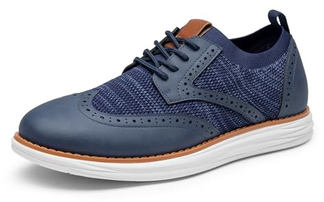 Bruno Marc Zapatos de Cordones Transpirables Zapatios de Vestir Oxfords Clásico Formales Derby para Hombre Verano con Plantilla Acolchada Comoda,Size 43.5,Armada,SBOX2406M