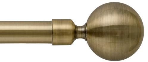 Curtain Poles Ball Finials Antique Brass Extendable Curtain Poles 76 to 140 cm with 3 Piece Curtain Brackets. 30 to 55 inch length for Living room, Bedroom, Kitchen room.