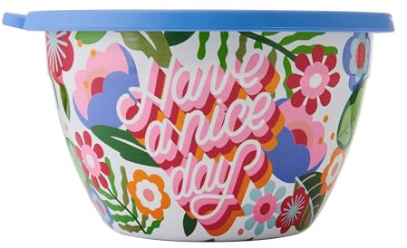 S'well x Steffi Lynn Stainless Steel Salad Bowl Kit - 1.9 Litre, Artist Collab - Comes with 60ml Condiment Container and Removable Tray for Organisation - Leakproof, Easy to Clean, Dishwasher Safe