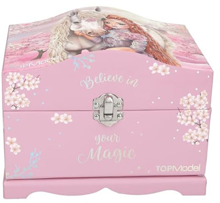 Depesche 13608 TOPModel Viva Violet, rosa, modell, häst och ljus, smyckeskrin med spegel, flerfärgad