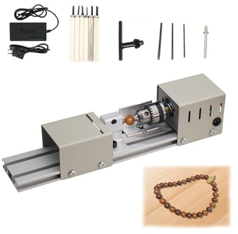 Mini torno, 96 W, torno de metal, 4000 – 9000 rpm, torno preciso, 7 velocidades, rango de sujeción de 0,6 – 6 mm, torno de mesa de mesa DIY para trabajar la madera para rotación, punzonado