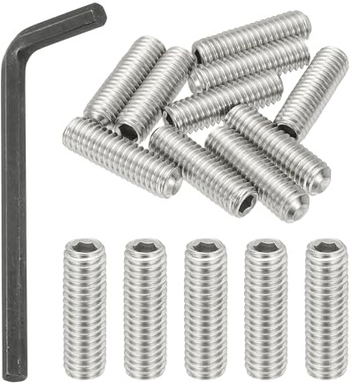 PATIKIL 10 Stück 304 Edelstahl Madenschrauben 3/8-16x1-1/4, UNC Grobgewinde Innensechskant Gewindestifte Set mit Schraubendreher für Türklinken Halterung Möbel Lampe Wasserhahn Reparatur