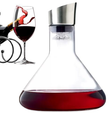 Carafe Decantre de vin - verre soufflé à la main, distributeur de vin transparent, cruche à vin classique | Forme légère avec une emprise facile pour les dîners amateurs de vin et l'atmosphère gastron