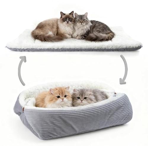 MAIYADUO Letti autoriscaldanti per gatti per gatti di taglia grande e cani di piccola taglia - 75 x 50 cm Letti per gatti lavabili reversibili convertibili per gatti da interno, morbido cuscino