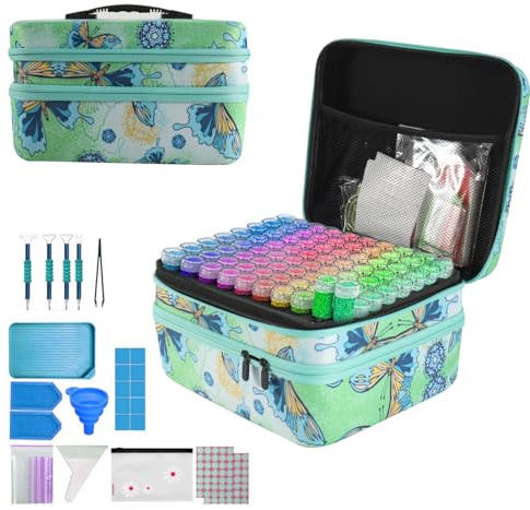 NEWFUN Diamond Painting kit, Scatola di Immagazzinamento Della Pittura a Diamante, 240 Pezzi Scatole di Accessori per la Pittura a Diamante con Imbuto di Custodia