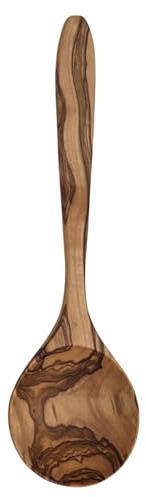 Cucchiaio da salsa Desir in legno d'ulivo – cucchiaio rotondo profondo per salse e zuppe, manico elegante, durevole e facile da pulire, venature naturali