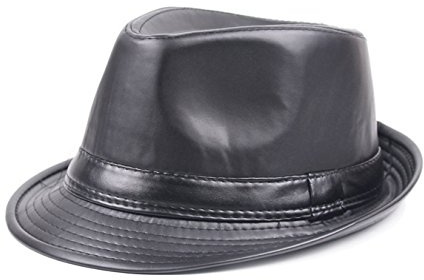 Licus Men Women Classic PU Leather Fedora Trilby Gangster Gentleman Hat Sun Jazz Cap (Black)