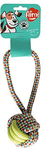 Aimé - Jouet Lance Corde pour Chien - Mix Corde et Caoutchouc - Souple et Robuste à Mâcher - Accessoire pour Machouiller et Jouer - 23 cm