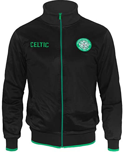 Celtic FC - Chaqueta de entrenamiento oficial - Para hombre - Estilo retro - Negro - Mediana