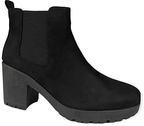 sole london WOMENS PLATFORM ANKLE CHELSEA BLOCK CHUNKY HIGH HEEL LADIES SHOES BOOTS SIZE 3-8