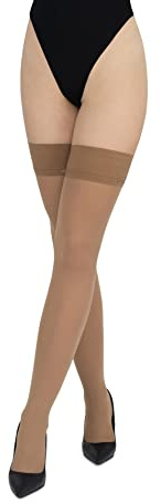 LORES Collant opachi da 60 DEN, calze autoreggenti, calze alte, calze sopra il ginocchio, sexy, articoli in silicone, Visone, M-L