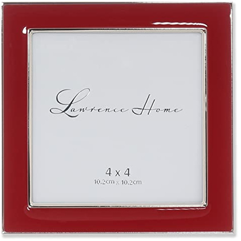 4x4 Silver Metal and Red Enamel Picture Frame