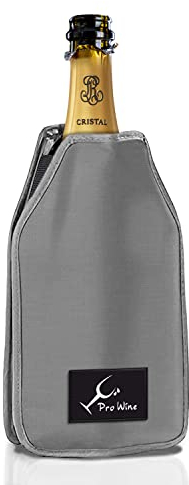 Funda enfriadora para botellas de vino o champán, Bolsa térmica, enfriador de botellas de vino de mesa, refrigerante para botellas, repelente al agua y de tela elástica (Grey)