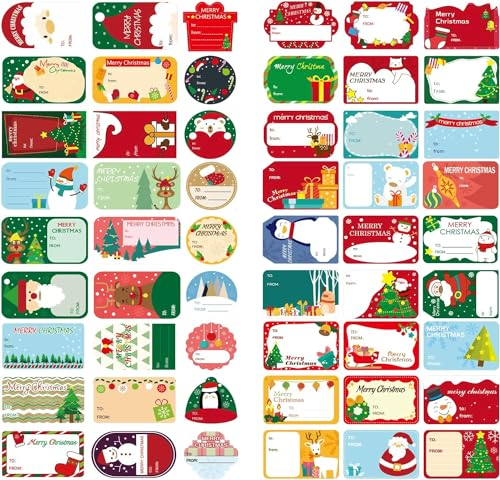Zemolo Aufkleber Weihnachten Etiketten für Weihnachts Geschenk, 216PCS Weihnachtssticker Weihnachtsaufkleber zum Beschriften Namensaufkleber Personalisiert Geschenkaufkleber