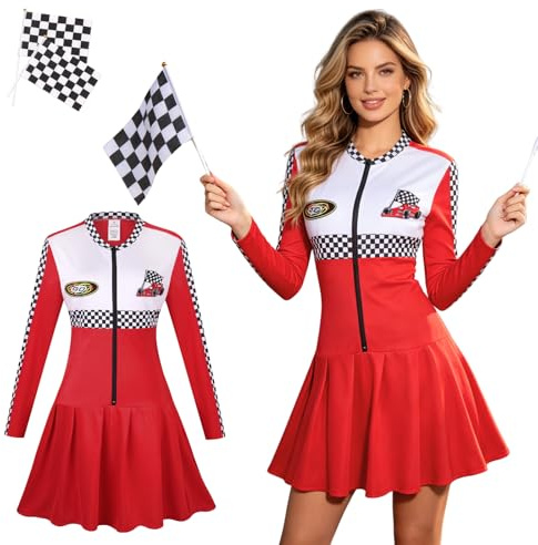 HAPNBCELE Costume de course à manches longues pour femme (rouge, XL)