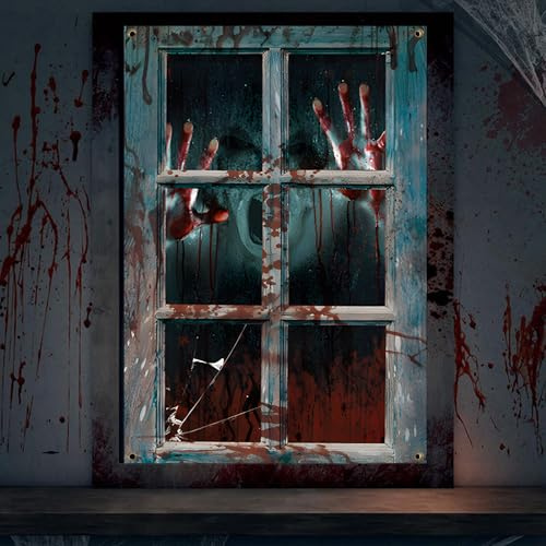DOMAVER Decorazione per Halloween, per interni ed esterni, porta di casa, accessori da giardino, spaventosi, immagini per finestre, fantasmi, casa pensierino, accessori per feste, decorazioni esterne,