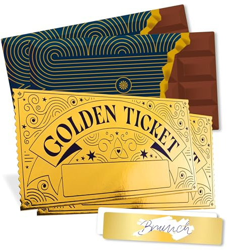 Inovida Ticket Dorado Tarjeta Regalo Rasca y Gana para Personalizar : 2x Golden Ticket Tarjeta Regalo – Crea tu Propia Tarjeta Dorada – Ideas de Regalo Únicas para Cumpleaños, Navidad, Aniversario
