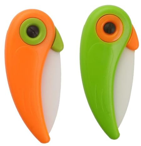 Mini coltello pieghevole in ceramica, 2 pezzi, mini bird, coltello da frutta in ceramica, multifunzione, piccolo coltello pieghevole, coltello pieghevole portatile, posate da campeggio, per sbucciare