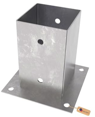 GeZu Impex Post Base 91 x 91 mm Hot Dip Galvanised Set of 8 Fence Support Brackets Deck Holder pergola Pavilion Base Bolt Down Shoe