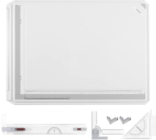 Kasadin Professionell A3 Multifunktions Kunststoff Zeichenplatte Zeichenbrett mit Parallelbewegung, Winkel einstellbar LKO257