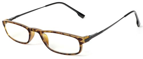 MMOWW Gafas de Lectura para Hombres Mujeres Flexibles Bloqueo a Luz Azul Ultraligero Montura Rectangular Cómodo Trabajo Lectura (Tortuga Marrón, +2.5)