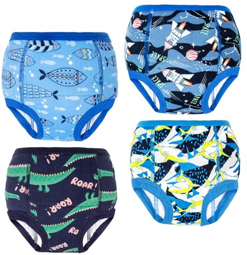 MOEMOE BABY Potty Training Pants Boys Training Underwear Toilet Training Pants,4 pack,Blue,2 Years
