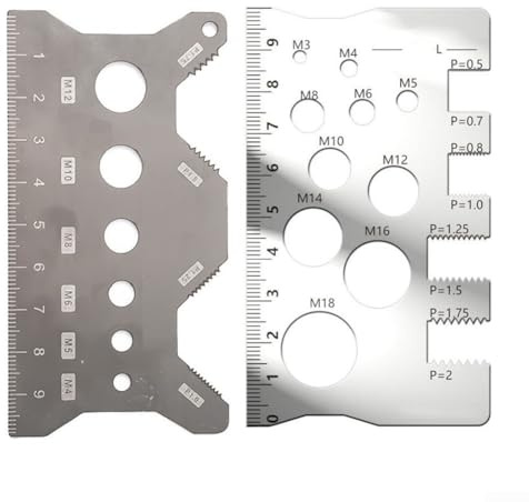 Medidor de rosca de acero inoxidable, medidor de paso de tornillo de 100 mm, herramienta de medición métrica para equipo de taller de tuercas de perno