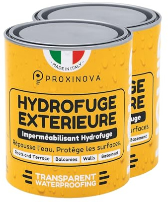 Proxinova Idrorepellente Trasparente – Impermeabilizzante Terrazzi Protettivo Contro Acqua e Sporco per Pietra, Cemento e Piastrelle – Sigillante per Pavimenti, Facciate, Terrazze e Tetti (Pacco da 2)