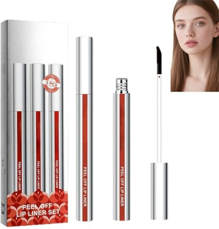 3PCS Peel Off Lip Stain Set,Long-Lasting Matte Lip Tint with Smudge-Proof,Transfer-Proof and Kiss-Proof Formula,Waterproof Lip Makeup Gift Set for Women,Lip Tint Peel Off,Lipstain Peel Off,Lip Liner